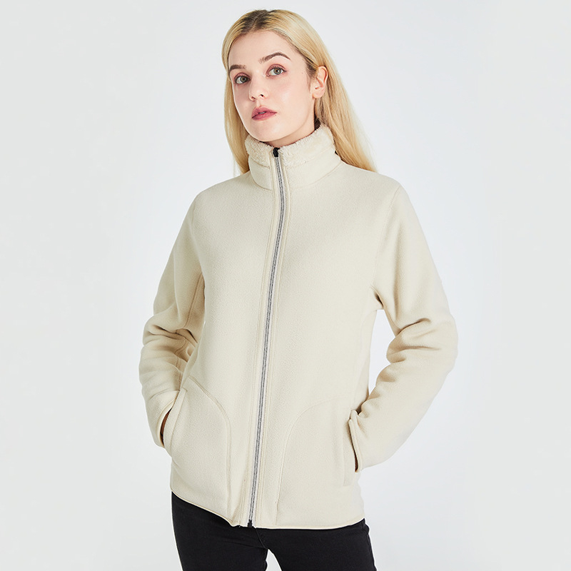 Unisex megfordítható polár fleece kabát kardigán stílusban, 100% kasmír, polár bélés, egyszínű
