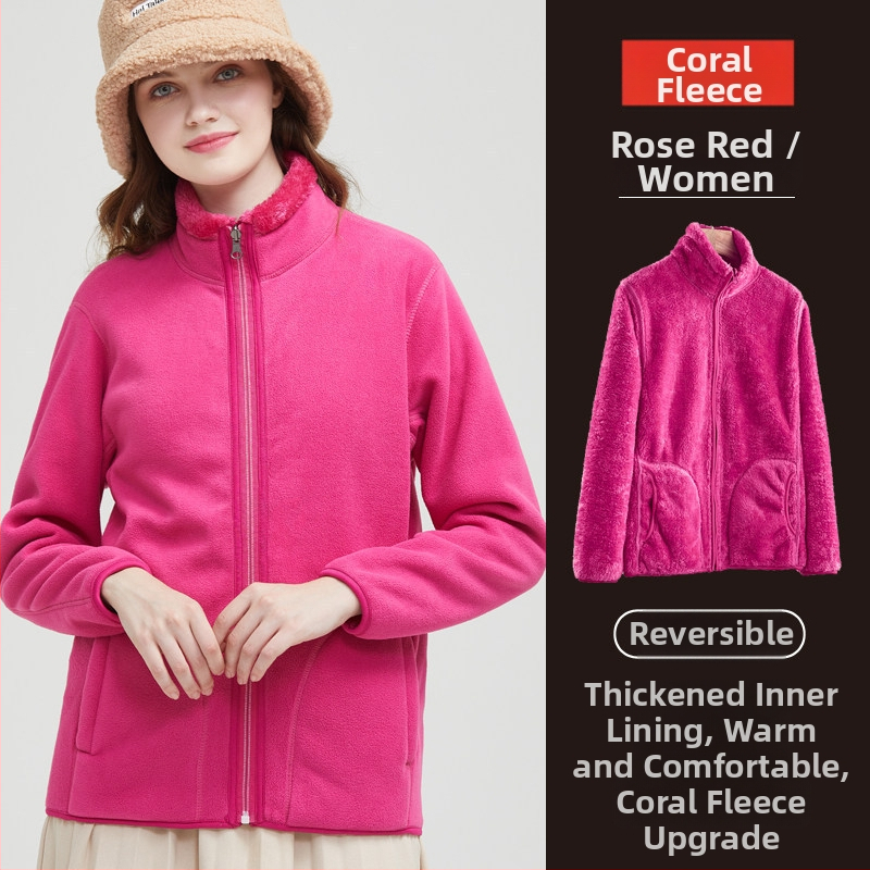 Unisex megfordítható polár fleece kabát kardigán stílusban, 100% kasmír, polár bélés, egyszínű