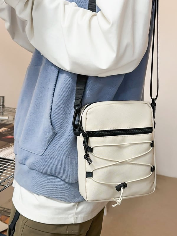 Muška crossbody torba - ulični stil, Oxford platno, otporna na habanje, podstava od poliestera, jednobojni dizajn