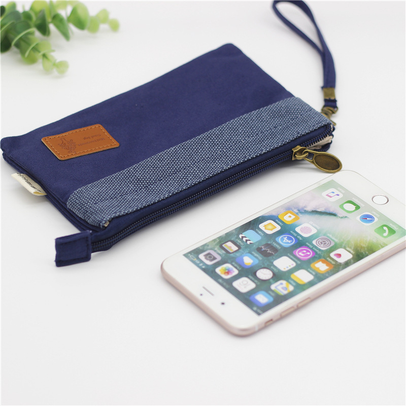 Platnena ženska clutch torba, gradski minimalistički stil, horizontalni kvadratni oblik, zatvarač, unutarnji pretinci za telefon, ID i pretinac sa zatvaračem