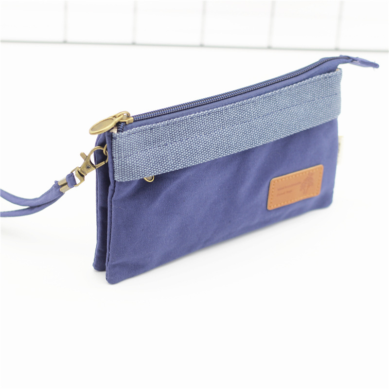 Platnena ženska clutch torba, gradski minimalistički stil, horizontalni kvadratni oblik, zatvarač, unutarnji pretinci za telefon, ID i pretinac sa zatvaračem