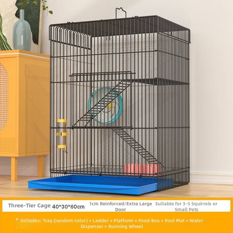 Τριώροφο μεταλλικό κλουβί για χάμστερ — τετράγωνο σχήμα, εύκολο στον καθαρισμό