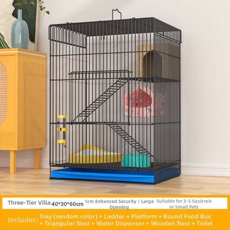 Τριώροφο μεταλλικό κλουβί για χάμστερ — τετράγωνο σχήμα, εύκολο στον καθαρισμό