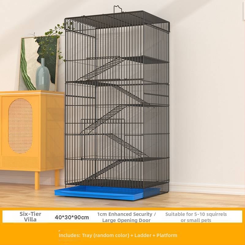 Τριώροφο μεταλλικό κλουβί για χάμστερ — τετράγωνο σχήμα, εύκολο στον καθαρισμό