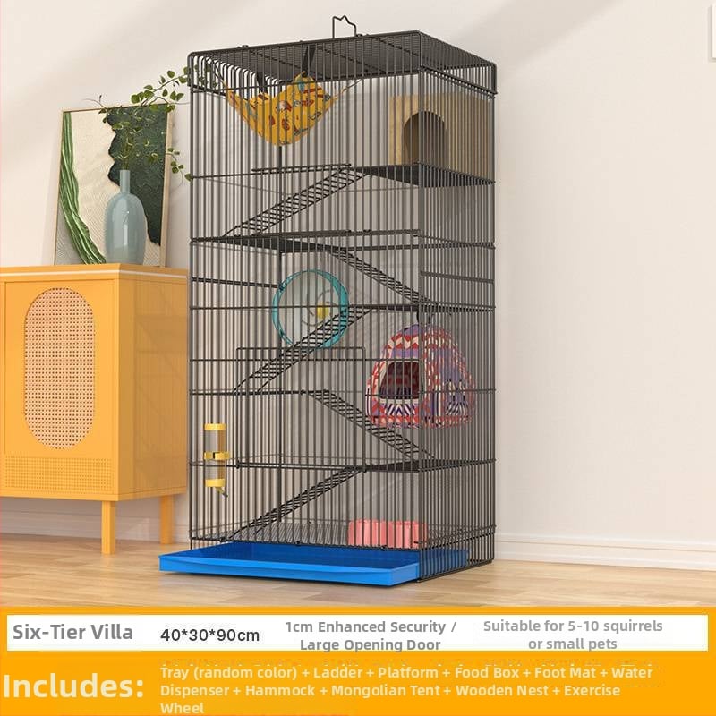 Τριώροφο μεταλλικό κλουβί για χάμστερ — τετράγωνο σχήμα, εύκολο στον καθαρισμό