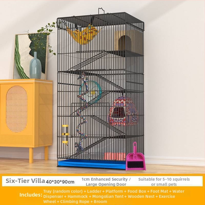 Τριώροφο μεταλλικό κλουβί για χάμστερ — τετράγωνο σχήμα, εύκολο στον καθαρισμό