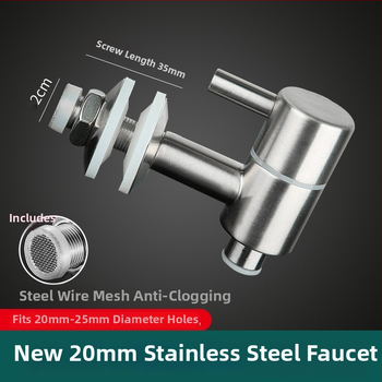 Vinový kohútik z nehrdzavejúcej ocele s filtrom - 304, keramický diskový ventil, priemer sedla 20 mm, vstupný/výstupný priemer potrubia 20 mm, brúsený povrch