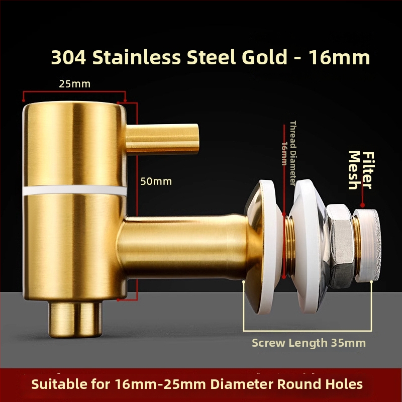 Vinový kohútik z nehrdzavejúcej ocele s filtrom - 304, keramický diskový ventil, priemer sedla 20 mm, vstupný/výstupný priemer potrubia 20 mm, brúsený povrch