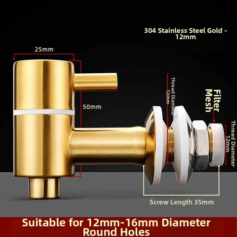 Vinový kohútik z nehrdzavejúcej ocele s filtrom - 304, keramický diskový ventil, priemer sedla 20 mm, vstupný/výstupný priemer potrubia 20 mm, brúsený povrch
