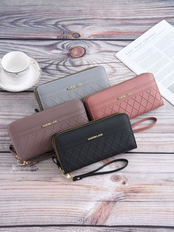 Ženski novčanik s velikim kapacitetom, više pretinaca za kartice, dvostruki zatvarač, stil clutch, PU koža