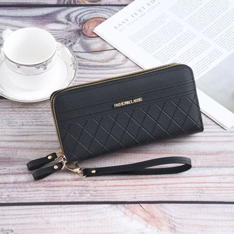 Ženski novčanik s velikim kapacitetom, više pretinaca za kartice, dvostruki zatvarač, stil clutch, PU koža