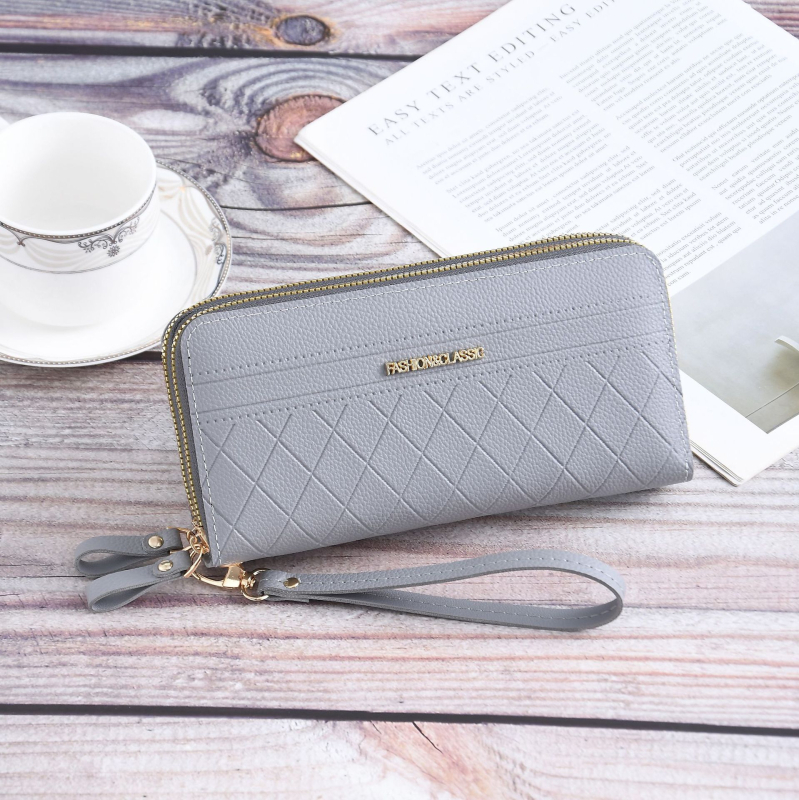 Ženski novčanik s velikim kapacitetom, više pretinaca za kartice, dvostruki zatvarač, stil clutch, PU koža