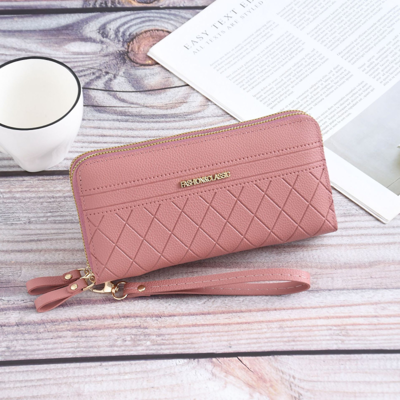 Ženski novčanik s velikim kapacitetom, više pretinaca za kartice, dvostruki zatvarač, stil clutch, PU koža