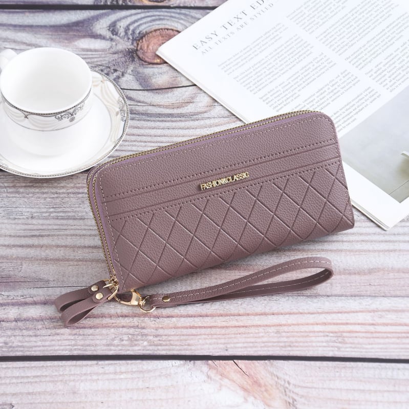 Ženski novčanik s velikim kapacitetom, više pretinaca za kartice, dvostruki zatvarač, stil clutch, PU koža