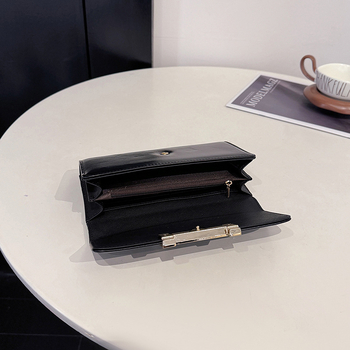 Női hosszú pénztárca, több kártyatálca, nagy kapacitás, PU anyag, kétoldalú hajtás, zipzár