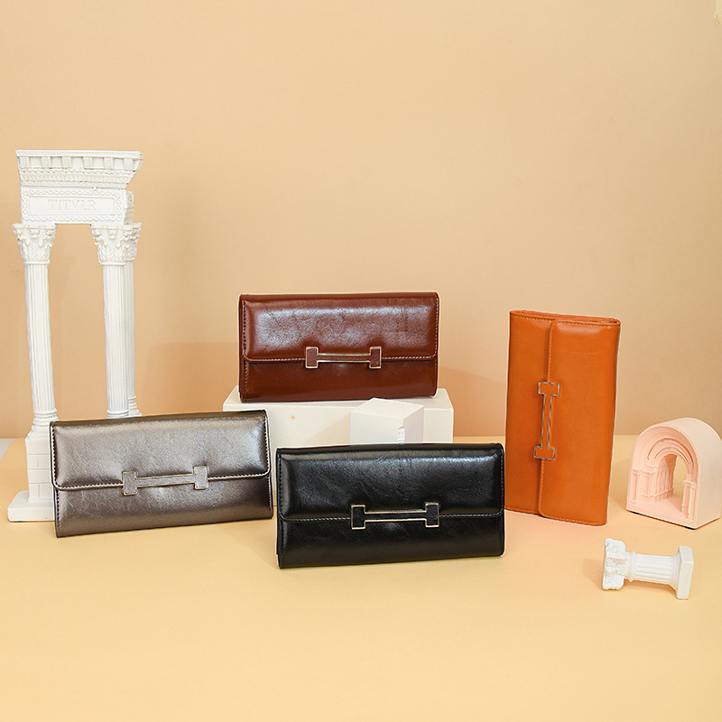 Női hosszú pénztárca, több kártyatálca, nagy kapacitás, PU anyag, kétoldalú hajtás, zipzár