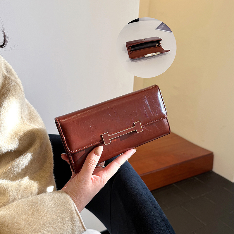 Női hosszú pénztárca, több kártyatálca, nagy kapacitás, PU anyag, kétoldalú hajtás, zipzár