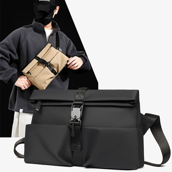 Muška crossbody torba, Urban Minimalist stil, PU materijal, poliester podstava, kompatibilna s 8-inčnim prijenosnim računalom