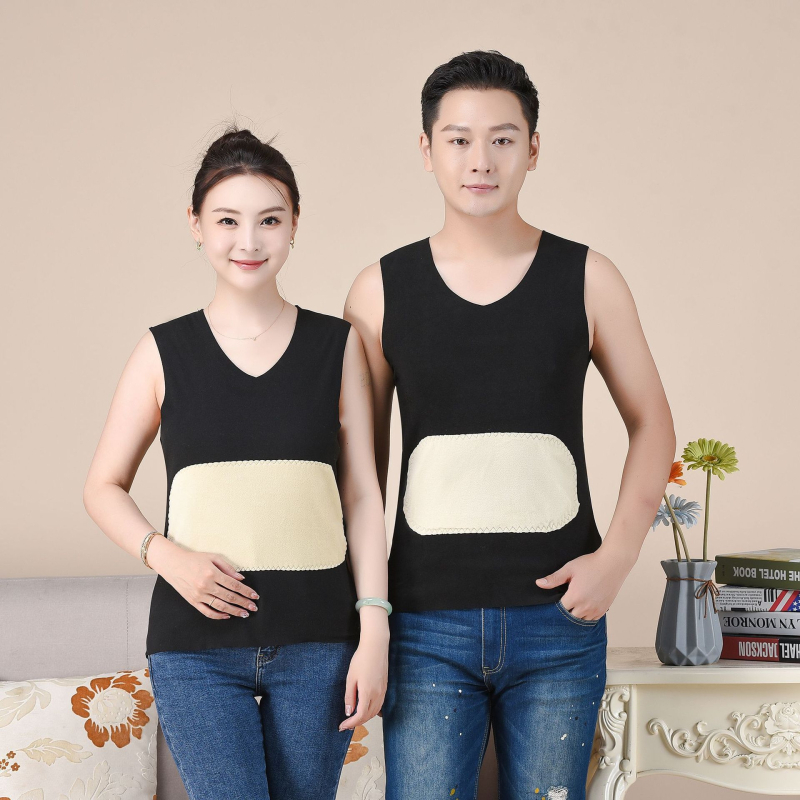 Vesto termică fără cusături, dublu strat, poliester, cu velur periat, glugă, decolteu în V, bază pentru iarnă