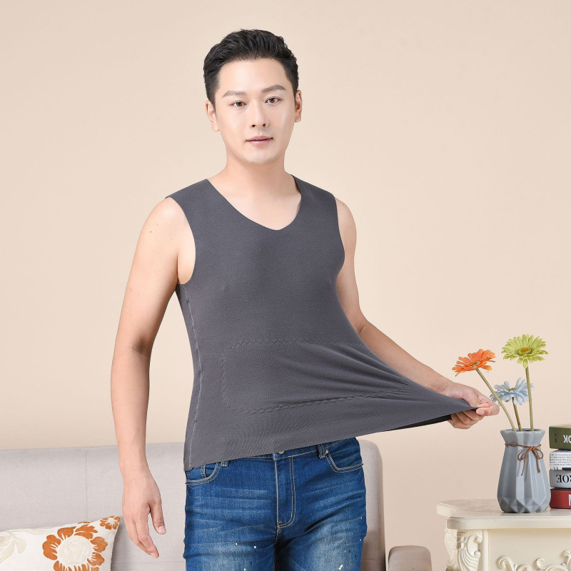 Vesto termică fără cusături, dublu strat, poliester, cu velur periat, glugă, decolteu în V, bază pentru iarnă