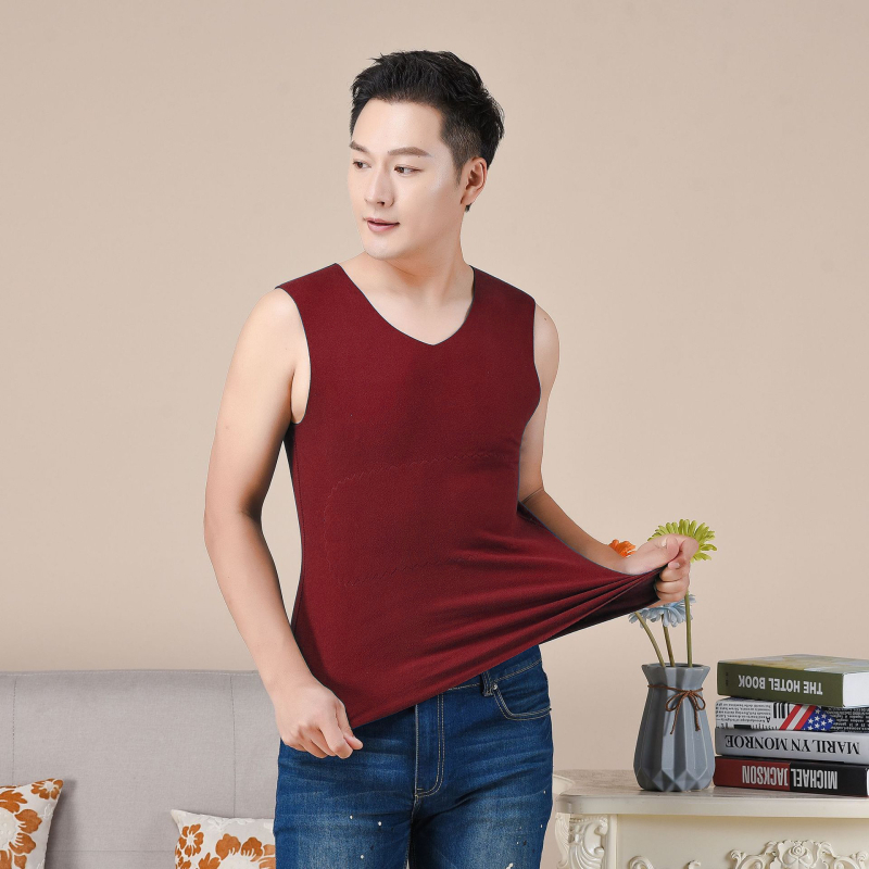 Vesto termică fără cusături, dublu strat, poliester, cu velur periat, glugă, decolteu în V, bază pentru iarnă