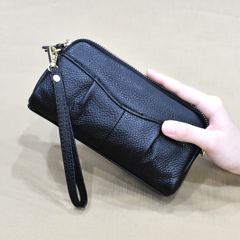 Korejski stil ženski clutch, koža prvog sloja, školjkastog oblika torbice, zatvarač na zip, unutarnja džep