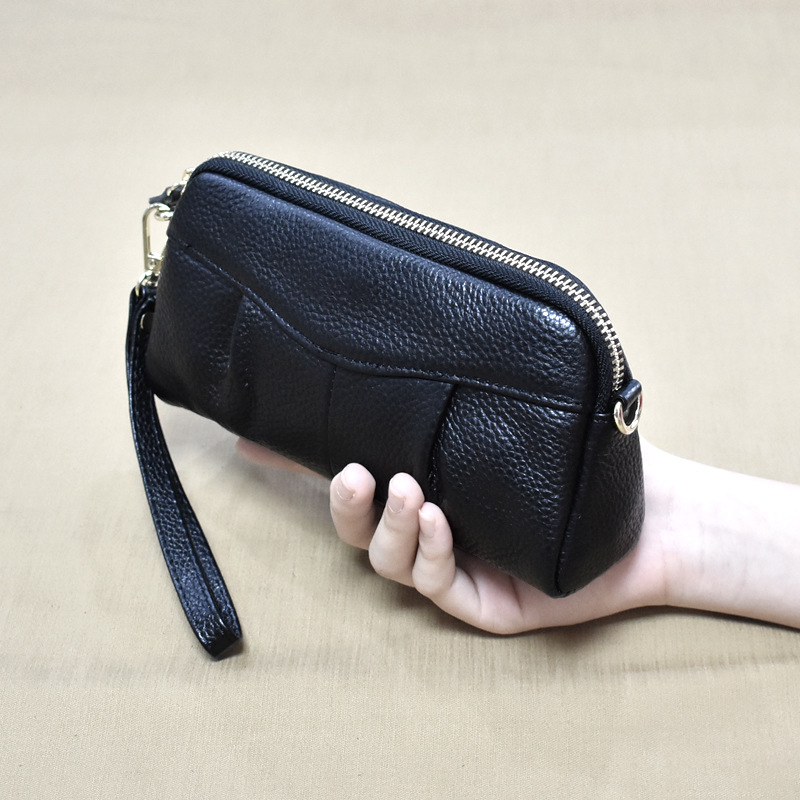 Korejski stil ženski clutch, koža prvog sloja, školjkastog oblika torbice, zatvarač na zip, unutarnja džep