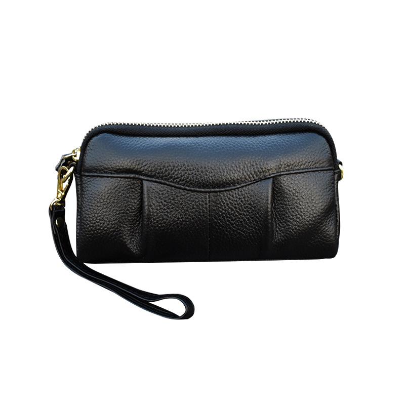 Korejski stil ženski clutch, koža prvog sloja, školjkastog oblika torbice, zatvarač na zip, unutarnja džep