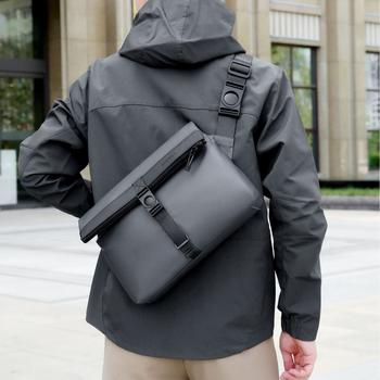 Muška PU crossbody torba, vodootporna, podstava od poliestera, gradski minimalistički stil za poslovna putovanja