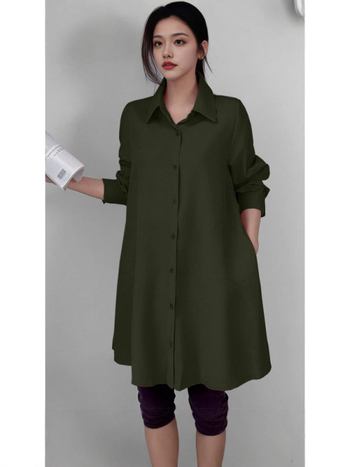 Dámska šifónová košeľa z polyesteru, dlhé rukávy, voľný strih, košeľový golier, dĺžka 80-100 cm, japonsko-kórejský pohodový štýl.