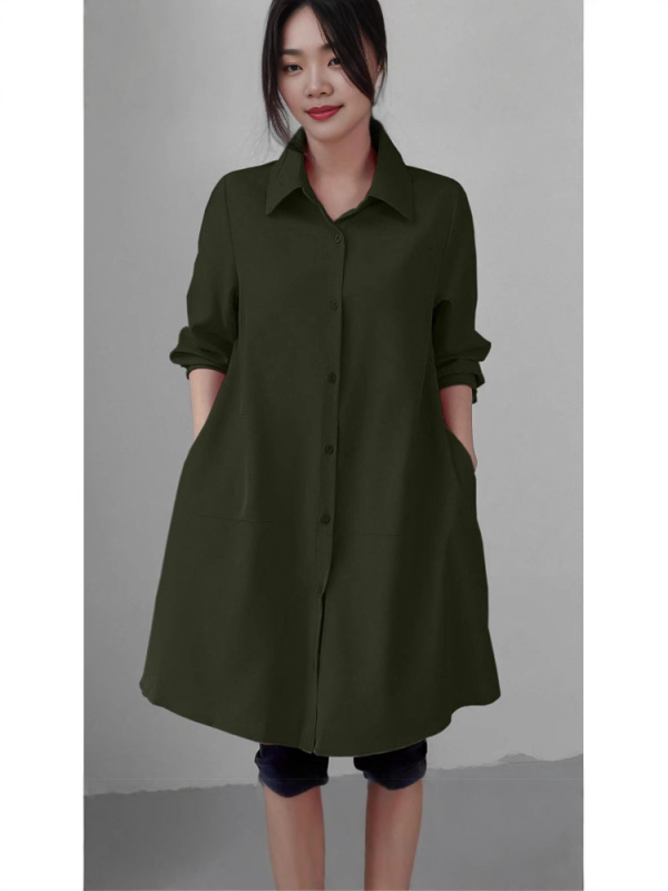 Dámska šifónová košeľa z polyesteru, dlhé rukávy, voľný strih, košeľový golier, dĺžka 80-100 cm, japonsko-kórejský pohodový štýl.