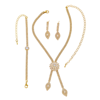 Σετ κοσμημάτων με ζιρζόνια: σκουλαρίκια, κολιέ και βραχιόλι με κανονική αλυσίδα, μοτίβο αστεριών και σελήνης, για γυναίκες