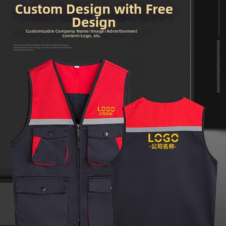 Dobrovoľnícky vest s vlastným logom – štíhla silueta, 100% polyester, predný zips, dizajn v zladených farbách, vhodný pre štyri ročné obdobia