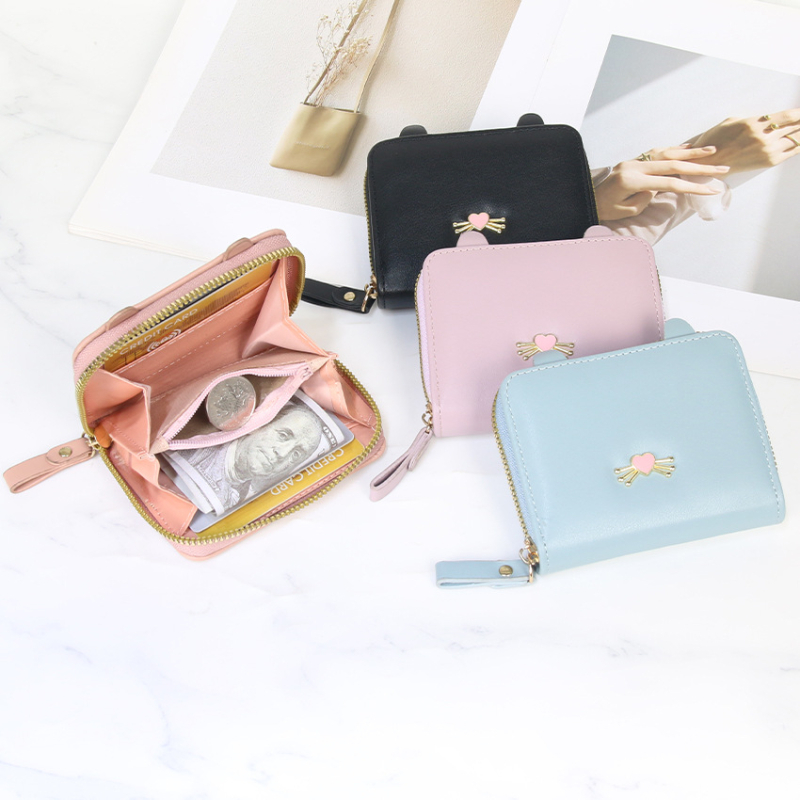 Γυναικείο πορτοφόλι με φερμουάρ — PU υλικό, φρέσκο και γλυκό στυλ, επένδυση πολυεστέρα, θερινή έκδοση 2024, πολύ ελαφρύ και εύκολο στην αποθήκευση