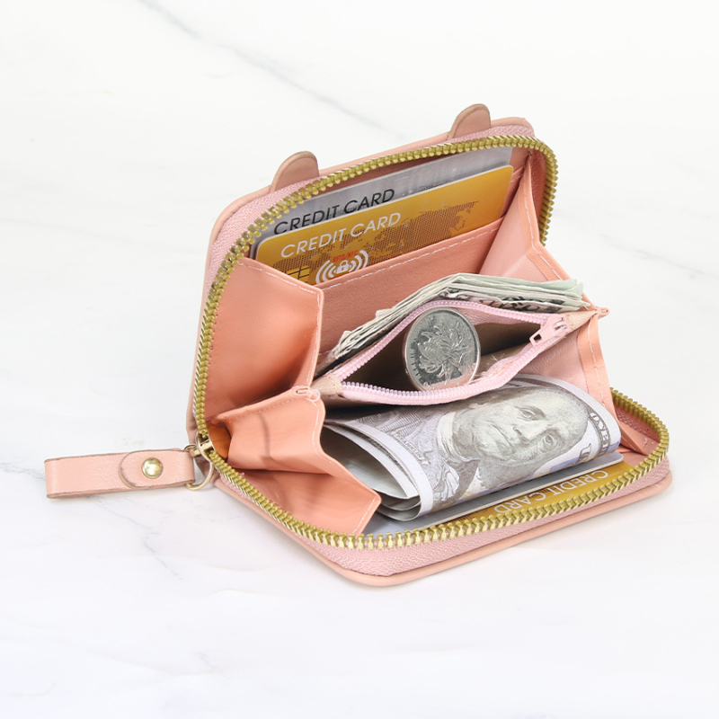 Γυναικείο πορτοφόλι με φερμουάρ — PU υλικό, φρέσκο και γλυκό στυλ, επένδυση πολυεστέρα, θερινή έκδοση 2024, πολύ ελαφρύ και εύκολο στην αποθήκευση
