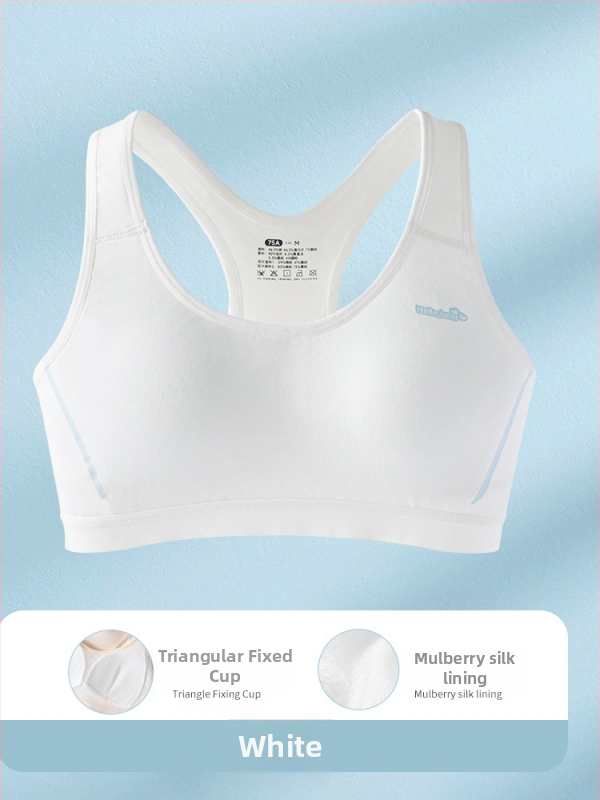 Αθλητικό σουτιέν για εφήβες από βαμβάκι, πλήρης κάλυψη, λεπτό μορφοποιημένο κύπελλο, κύπελλο από σπογγώδες, επένδυση βισκόζη 80–90%