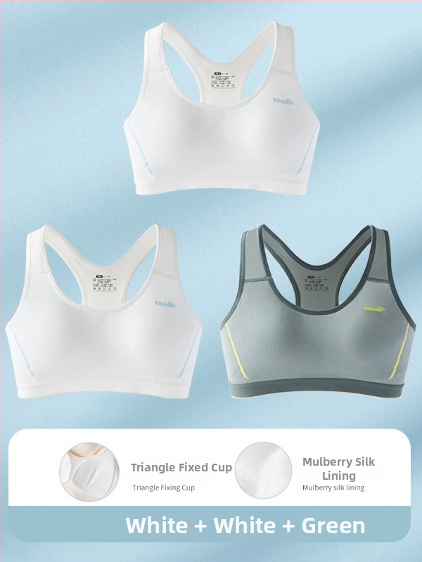 Αθλητικό σουτιέν για εφήβες από βαμβάκι, πλήρης κάλυψη, λεπτό μορφοποιημένο κύπελλο, κύπελλο από σπογγώδες, επένδυση βισκόζη 80–90%