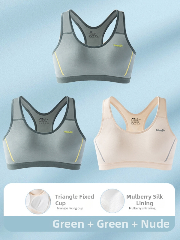 Αθλητικό σουτιέν για εφήβες από βαμβάκι, πλήρης κάλυψη, λεπτό μορφοποιημένο κύπελλο, κύπελλο από σπογγώδες, επένδυση βισκόζη 80–90%