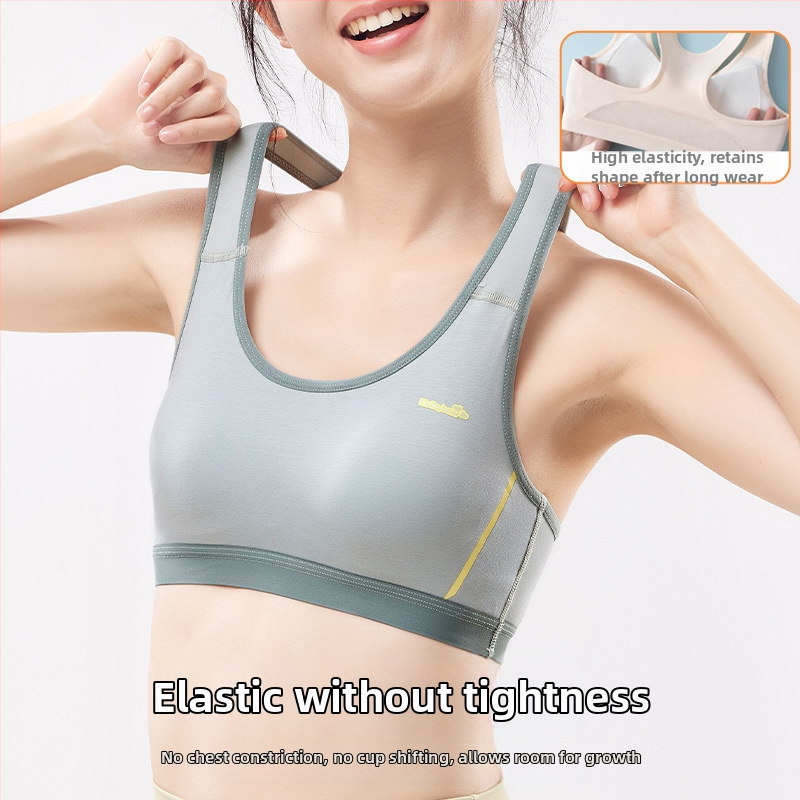 Αθλητικό σουτιέν για εφήβες από βαμβάκι, πλήρης κάλυψη, λεπτό μορφοποιημένο κύπελλο, κύπελλο από σπογγώδες, επένδυση βισκόζη 80–90%