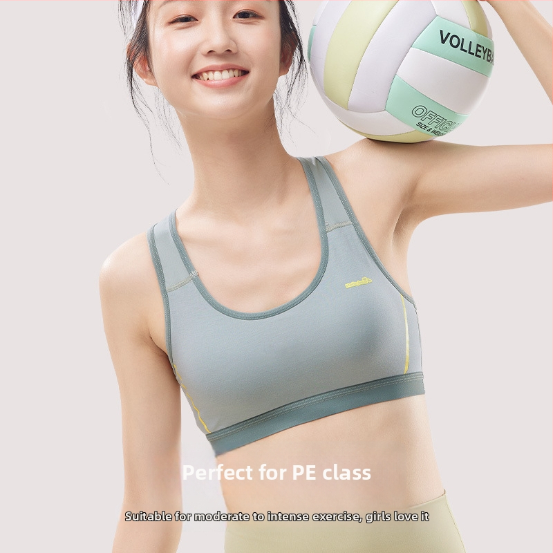 Αθλητικό σουτιέν για εφήβες από βαμβάκι, πλήρης κάλυψη, λεπτό μορφοποιημένο κύπελλο, κύπελλο από σπογγώδες, επένδυση βισκόζη 80–90%