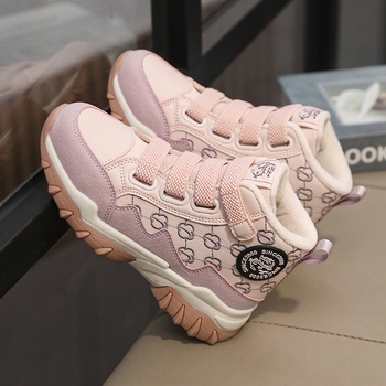 Muške dječje tenisice za trčanje s fleece podstavom, gornji dio od sinteticke kože, debela EVA potplat, protuklizne, za uzrast 7–16 godina