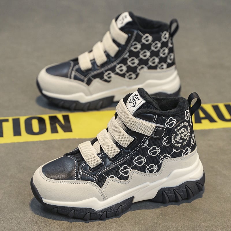 Muške dječje tenisice za trčanje s fleece podstavom, gornji dio od sinteticke kože, debela EVA potplat, protuklizne, za uzrast 7–16 godina