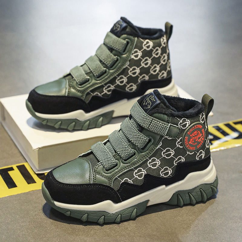 Muške dječje tenisice za trčanje s fleece podstavom, gornji dio od sinteticke kože, debela EVA potplat, protuklizne, za uzrast 7–16 godina