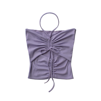 Dámsky top s dvomi šnúrkami na ramene a halter, úzky strih, polyester 80–90%
