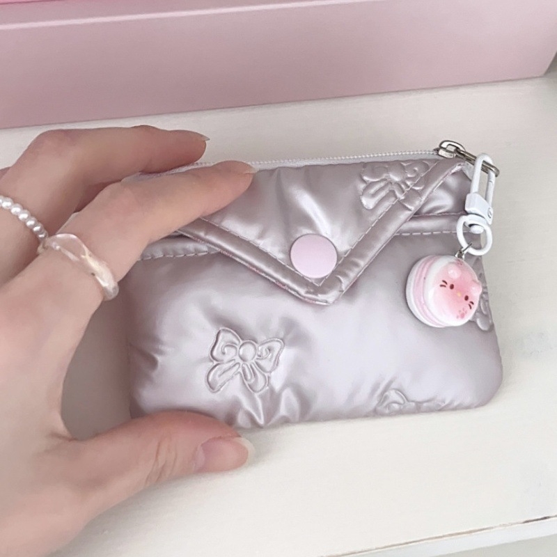 Mini PU presvlačeni torbica s quilted prugastim dizajnom, zatvarač – dvostruki organizator za kartice i slušalice, otporan na prašinu (Unisex)