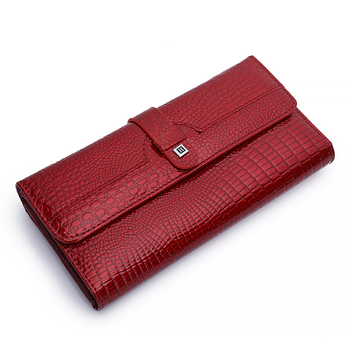 Ženski novčanik - Prava koža, Dvostruka koža, Snap zatvarač, Više džepova za kartice, Jednostavan uzorak