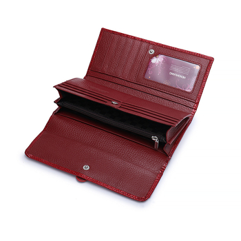 Ženski novčanik - Prava koža, Dvostruka koža, Snap zatvarač, Više džepova za kartice, Jednostavan uzorak