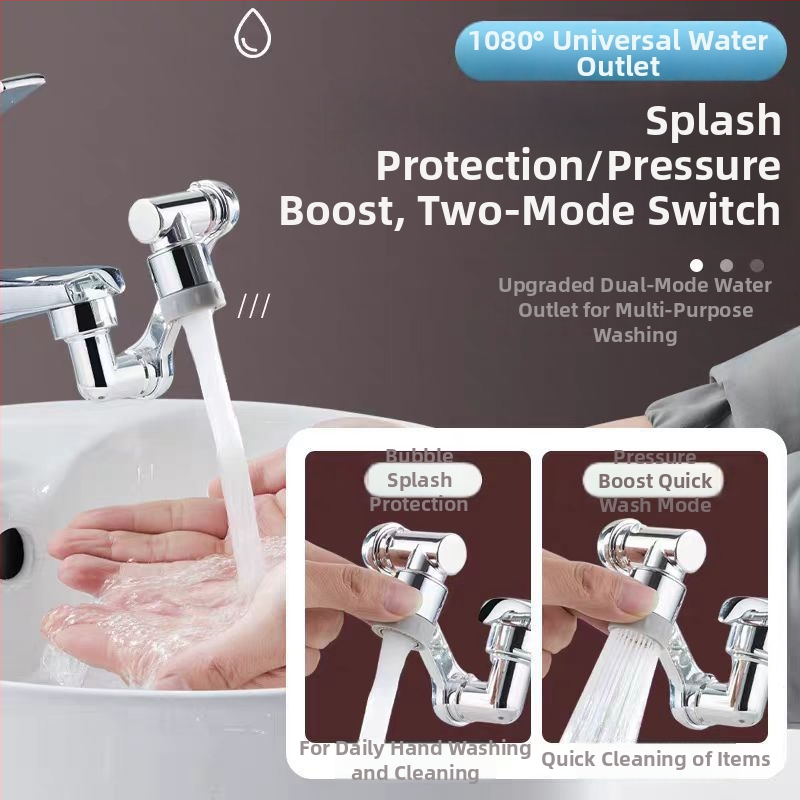 Rozšírenie kohúta s mechanickým ramenom, proti striekaniu hlava, aerátor, špirálová montáž, nerezová oceľ a PP