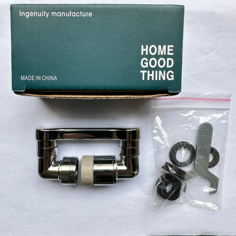 Rozšírenie kohúta s mechanickým ramenom, proti striekaniu hlava, aerátor, špirálová montáž, nerezová oceľ a PP