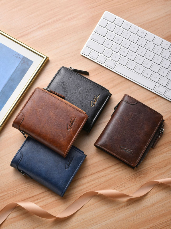 Sapele PU kratki novčanik unisex, korejskog stila, držač kartica, novčanik sa zatvaračem za vozačku dozvolu
